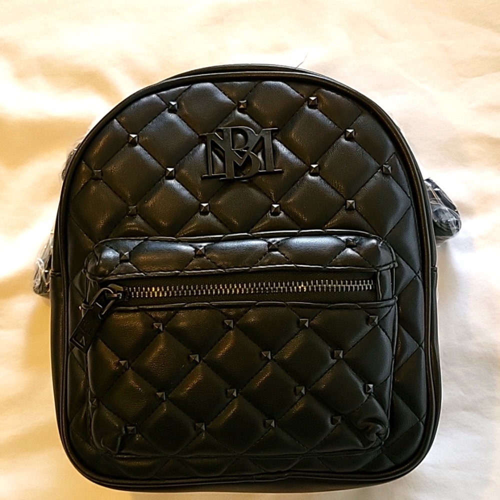 Badgley Mischka vegan leather mini studded backpack, black, NWT